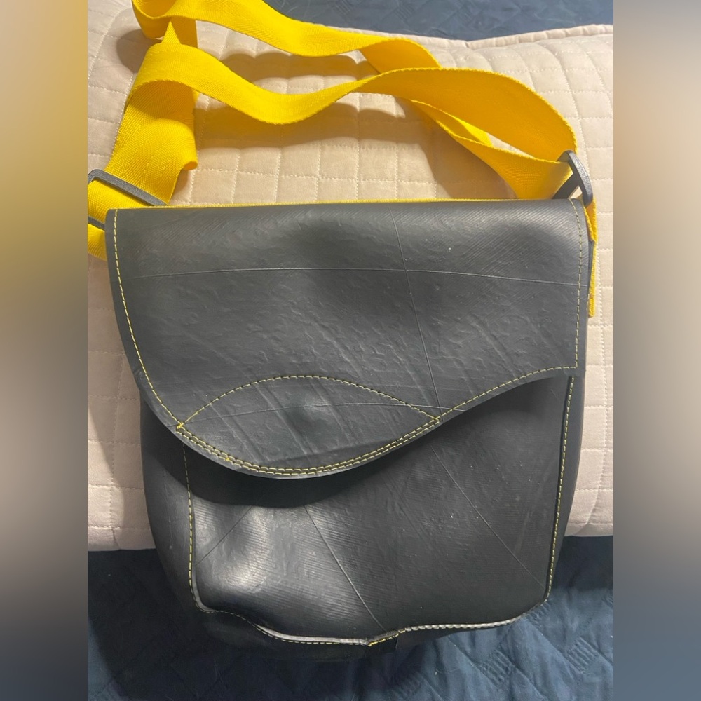 Yellow Strap Recycled Inner Tube Crossbody Bag